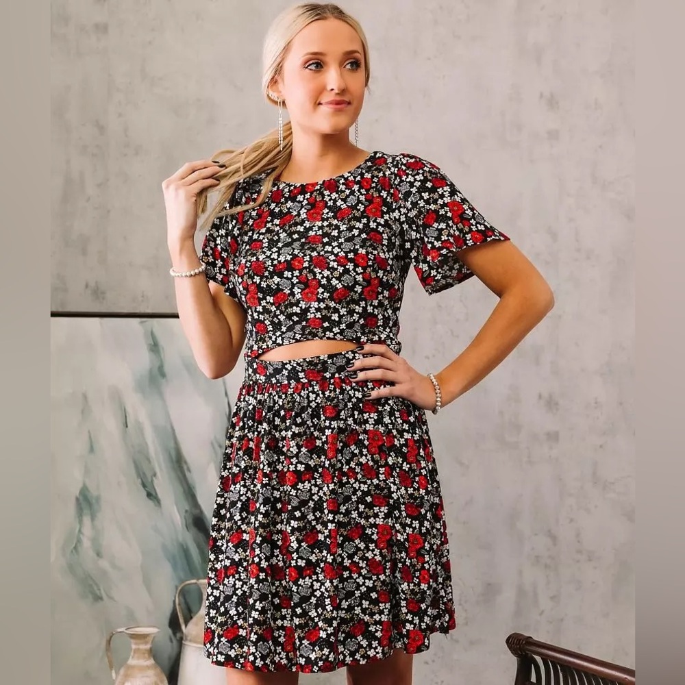 Willow & Root Floral Pleated Dress